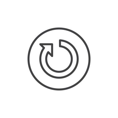 Düğme satırı simgesi sıfırlama, vektör işareti, anahat üzerinde beyaz izole doğrusal stil piktogram. Sembol, logo illüstrasyon. Düzenlenebilir inme. Piksel mükemmel