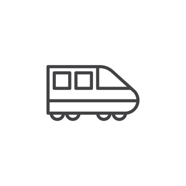 Modern yüksek hızlı tren hattı simgesi, vektör işareti, anahat üzerinde beyaz izole doğrusal stil piktogram. Sembol, logo illüstrasyon. Düzenlenebilir inme. Piksel mükemmel