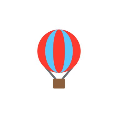 Sıcak hava balon renkli vektör simgesi, düz işareti, üzerinde beyaz izole katı piktogram dolu. Sembol, logo illüstrasyon. Piksel mükemmel