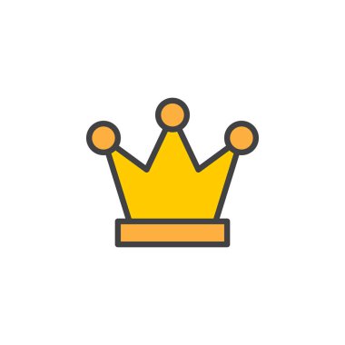 Royal crown satırı simgesi, doldurulmuş Anahat vektör işareti, üzerinde beyaz izole doğrusal renkli sembol. Kral sembolü, logo illüstrasyon. Düzenlenebilir inme. Piksel mükemmel