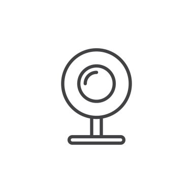 Web Kamera, webcam satırı simgesi, Anahat vektör işareti, üzerinde beyaz izole doğrusal stil piktogram. Sembol, logo illüstrasyon. Düzenlenebilir inme. Piksel mükemmel