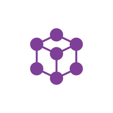 Molekül küp simge vektör, düz işareti, üzerinde beyaz izole katı renkli sembol dolu. Sembol, logo illüstrasyon. Piksel mükemmel