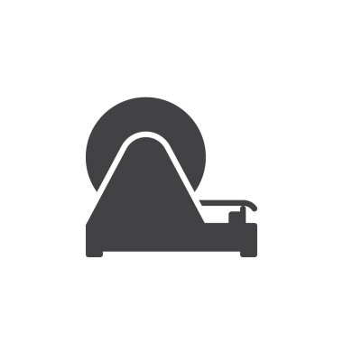 Yapışkan bant dispenseri simge vektör, düz işareti, üzerinde beyaz izole katı piktogram dolu. Sembol, logo illüstrasyon. Piksel mükemmel