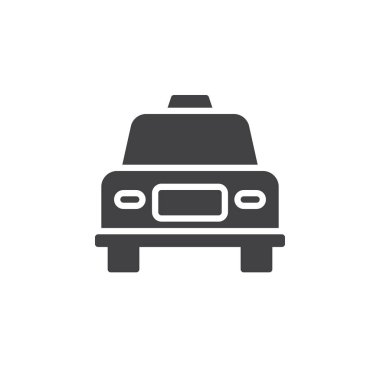 Araba, araç simge vektör, düz işareti, üzerinde beyaz izole katı piktogram dolu. Taksi sembolü, logo illüstrasyon. Piksel mükemmel