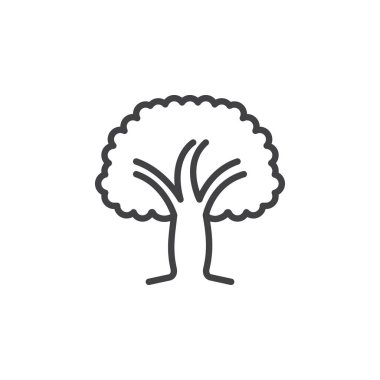 Ahşap ağaç satırı simgesi, vektör işareti, anahat üzerinde beyaz izole doğrusal stil piktogram. Sembol, logo illüstrasyon. Düzenlenebilir inme. Piksel mükemmel