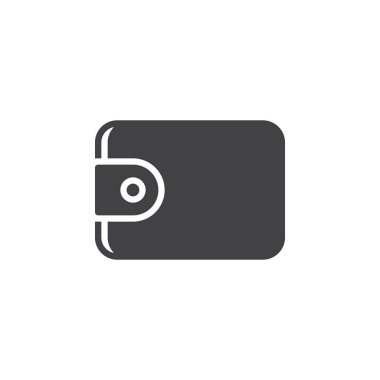 M-cüzdan simge vektör, düz işareti, üzerinde beyaz izole katı piktogram dolu. Sembol, logo illüstrasyon. Piksel mükemmel