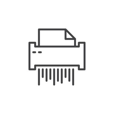 Kağıt belge parçalayıcı satırı simgesi, vektör işareti, anahat üzerinde beyaz izole doğrusal stil piktogram. Sembol, logo illüstrasyon. Düzenlenebilir inme. Piksel mükemmel