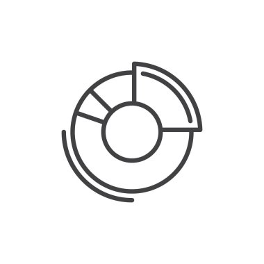 Halka grafik hat simgesini, Anahat vektör işareti üzerinde beyaz izole doğrusal stil piktogram. Sembol, logo illüstrasyon. Düzenlenebilir inme. Piksel mükemmel