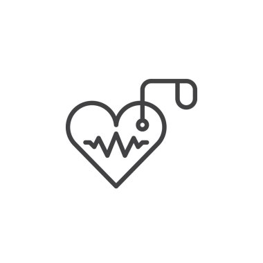 Artificial cardiac pacemaker line icon, outline vector sign, linear style pictogram isolated on white. Symbol, logo illustration. Editable stroke. Pixel perfect clipart