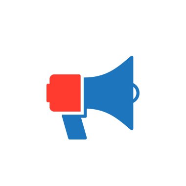 Megafon, megafon simge vektör, düz işareti, üzerinde beyaz izole katı renkli sembol dolu. Duyuru simgesi, logo illüstrasyon. Piksel mükemmel