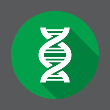 DNA düz simgesi. Renkli düğme dairesel vektör uzun gölge efekti ile oturum açın. Düz stil tasarım