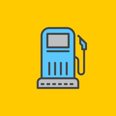 Benzin istasyonu doldurulmuş anahat simgesini, çizgi vektör işareti, düz renkli sembol. Sembol, logo illüstrasyon. Piksel mükemmel