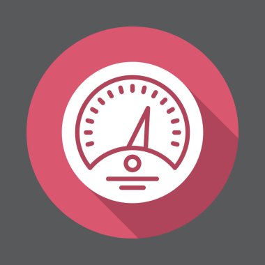 Kontrol paneli düz simgesi. Renkli düğme dairesel vektör işareti uzun gölge efekti ile ölçmek. Düz stil tasarım