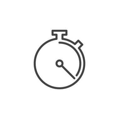 Kronometre, Chronometre satırı simgesi, Anahat vektör işareti üzerinde beyaz izole doğrusal stil piktogram. Sembol, logo illüstrasyon. Düzenlenebilir inme. Piksel mükemmel