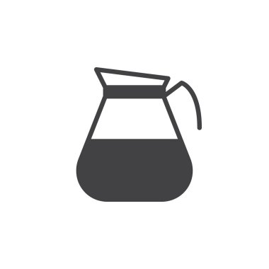 Kahve pot simge vektör, düz işareti, üzerinde beyaz izole katı piktogram dolu. Sembol, logo illüstrasyon. Piksel mükemmel