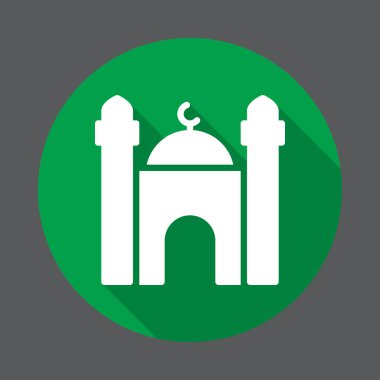 Cami düz simgesi. Renkli düğme dairesel vektör uzun gölge efekti ile oturum açın. Düz stil tasarım