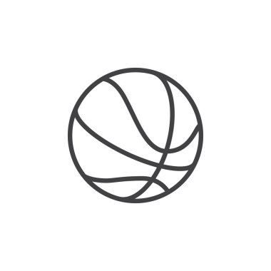 Basketbol topu satırı simgesi, Anahat vektör işareti üzerinde beyaz izole doğrusal stil piktogram. Sembol, logo illüstrasyon. Düzenlenebilir inme. Piksel mükemmel