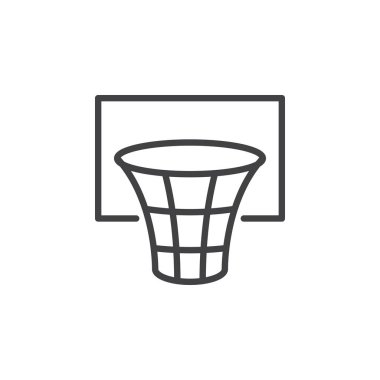 Basketbol hoop satırı simgesi, Anahat vektör işareti üzerinde beyaz izole doğrusal stil piktogram. Sembol, logo illüstrasyon. Düzenlenebilir inme. Piksel mükemmel