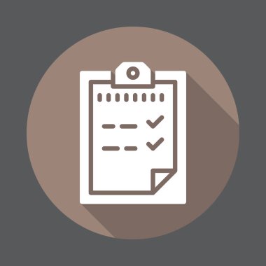 Geçirilen test panosu düz simgesi. Renkli düğme dairesel vektör uzun gölge efekti ile oturum açın. Düz stil tasarım