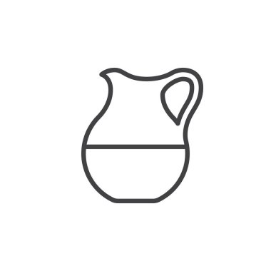 Süt cam sürahi, kavanoz satırı simgesi, Anahat vektör işareti üzerinde beyaz izole doğrusal stil piktogram. Sembol, logo illüstrasyon. Düzenlenebilir inme. Piksel mükemmel