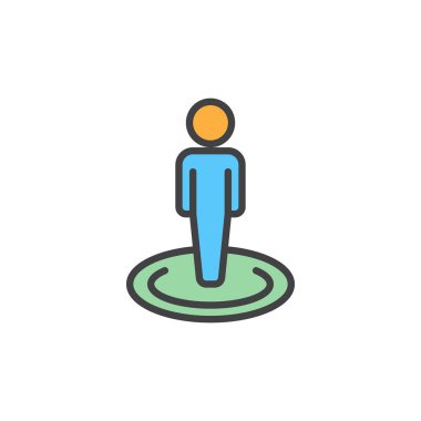 Daire bizzat, sokak görünümü anahat simgesini, çizgi vektör işareti, doğrusal renkli sembol dolu. Sembol, logo illüstrasyon. Piksel mükemmel