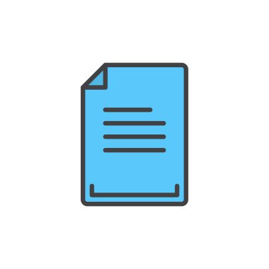 Metin belge anahat simgesini, çizgi vektör işareti, doğrusal renkli sembol dolu. Sembol, logo illüstrasyon. Piksel mükemmel