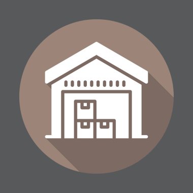 Ambar düz simgesi. Renkli düğme dairesel vektör uzun gölge efekti ile oturum açın. Düz stil tasarım