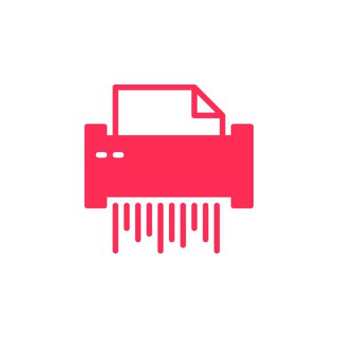 Kağıt belge parçalayıcı simge vektör, dolu düz işareti, üzerinde beyaz izole katı renkli sembol. Sembol, logo illüstrasyon. Piksel mükemmel