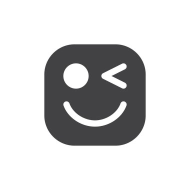 Yüz emoji göz kırpıyor. glif kutsal kişilerin resmi, vektör ifade