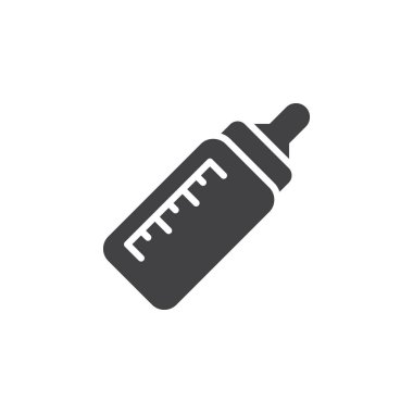 Bebek şişe simge vektör, dolu düz işareti, üzerinde beyaz izole katı piktogram. Sembol, logo illüstrasyon. Piksel mükemmel