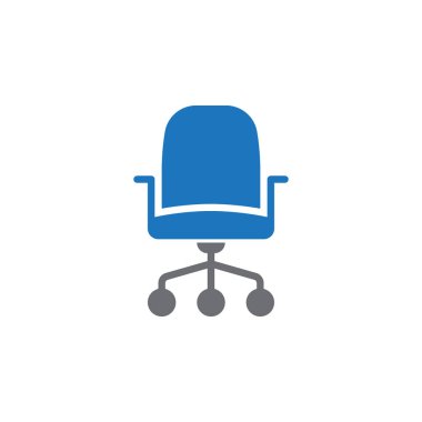 Ofis sandalye simge vektör, düz işareti, üzerinde beyaz izole katı renkli sembol dolu. Sembol, logo illüstrasyon. Piksel mükemmel