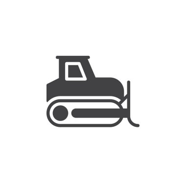 Buldozer, paletli simge vektör, düz işareti, üzerinde beyaz izole katı piktogram dolu. Sembol, logo illüstrasyon. Piksel mükemmel