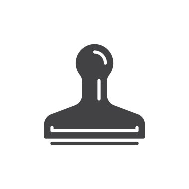 Lastik damgası simge vektör, düz işareti, üzerinde beyaz izole katı piktogram dolu. Sembol, logo illüstrasyon. Piksel mükemmel