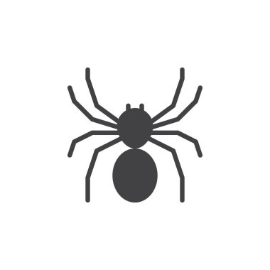 Örümcek simge vektör, düz işareti, üzerinde beyaz izole katı piktogram dolu. Sembol, logo illüstrasyon. Piksel mükemmel