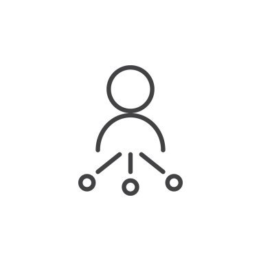 Bayi satırı simgesi, Anahat vektör işareti üzerinde beyaz izole doğrusal stil piktogram. Sembol, logo illüstrasyon. Düzenlenebilir inme. Piksel mükemmel