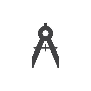 Pergel simge vektör, düz işareti, üzerinde beyaz izole katı piktogram dolu. Bölücü sembolü, logo illüstrasyon. Piksel mükemmel