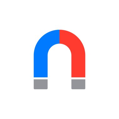 Mıknatıs simge vektör, düz işareti, üzerinde beyaz izole katı renkli sembol dolu. Sembol, logo illüstrasyon. Piksel mükemmel