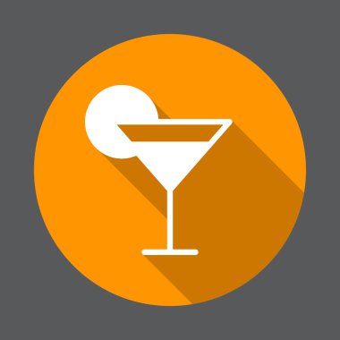 Kokteyl cam düz kutsal kişilerin resmi. Renkli düğme dairesel vektör uzun gölge efekti ile oturum açın. Düz stil tasarım