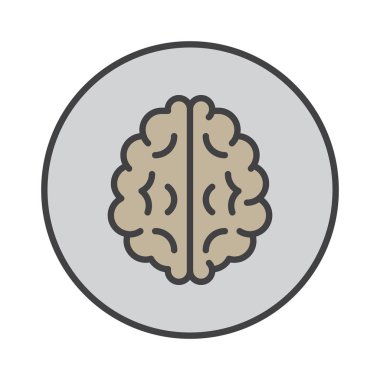 Beyin anahat simgesi, renkli vektör işareti, dairesel düz piktogram yuvarlak dolu. Sembol, logo illüstrasyon