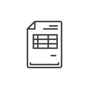 Fatura belge satırı simgesi, vektör işareti, anahat üzerinde beyaz izole doğrusal stil piktogram. Sembol, logo illüstrasyon. Düzenlenebilir inme. Piksel mükemmel