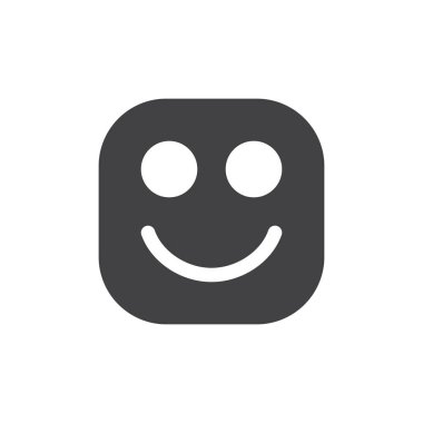Gülümseyen, mutlu yüz emoji. glif kutsal kişilerin resmi, vektör ifade