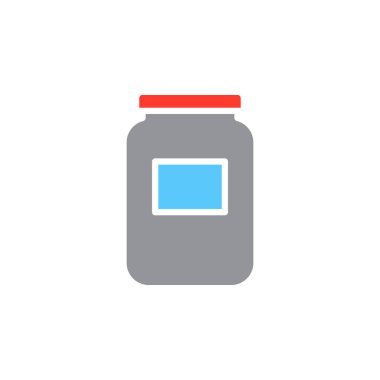 Cam kavanoz simge vektör, düz işareti, üzerinde beyaz izole katı renkli sembol dolu. Sembol, logo illüstrasyon. Piksel mükemmel