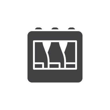 Şişe sandık simge vektör, dolu düz işareti, üzerinde beyaz izole katı piktogram. Sembol, logo illüstrasyon. Piksel mükemmel