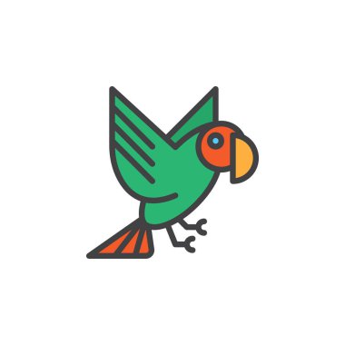 Papağan doldurulmuş anahat simgesini, çizgi vektör işareti, doğrusal renkli sembol. Sembol, logo illüstrasyon. Piksel mükemmel