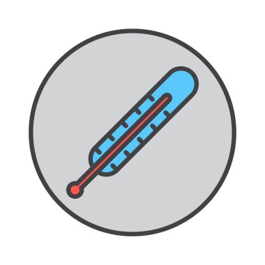 Tıbbi termometre doldurulmuş anahat simgesini, renkli vektör işareti, dairesel düz piktogram yuvarlak. Sembol, logo illüstrasyon