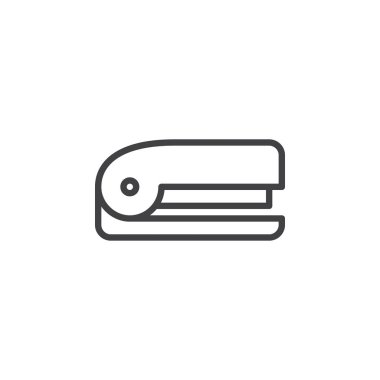 Zımba satırı simgesi, Anahat vektör işareti üzerinde beyaz izole doğrusal stil piktogram. Sembol, logo illüstrasyon. Düzenlenebilir inme. Piksel mükemmel