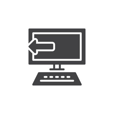 Simge vektör, dolu düz işareti, üzerinde beyaz izole katı piktogram uninstall bilgisayar yazılımı. Sembol, logo illüstrasyon. Piksel mükemmel