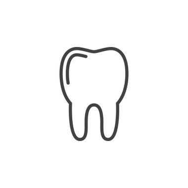 Diş satırı simgesi, vektör işareti, anahat üzerinde beyaz izole doğrusal stil piktogram. Sembol, logo illüstrasyon. Düzenlenebilir inme. Piksel mükemmel