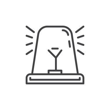 Acil alarm ışık anahat simgesini, çizgi vektör işareti, üzerinde beyaz izole doğrusal stil piktogram. Siren sembolü, logo illüstrasyon. Düzenlenebilir inme. Piksel mükemmel