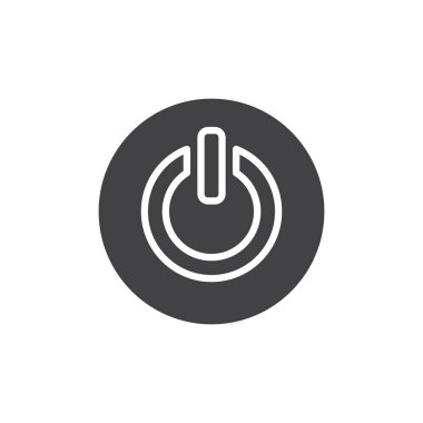 Güç düğmesi simge vektör, dolu düz işareti, üzerinde beyaz izole katı piktogram. Sembol, logo illüstrasyon. Piksel mükemmel